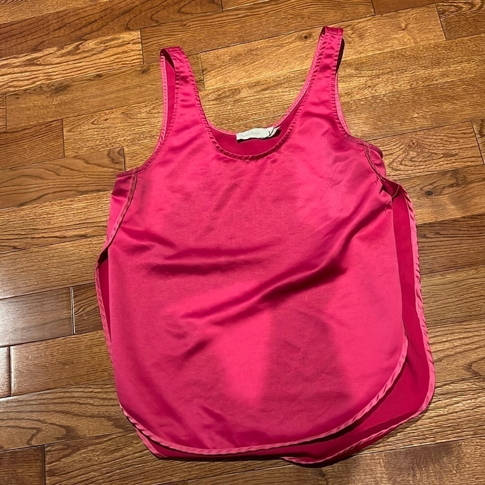 Costa Blanca pink satin  vintage style tank top blouse Sz L